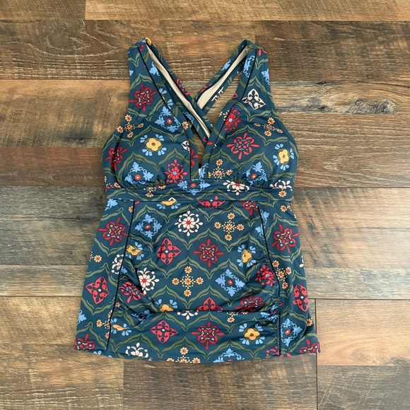 NWT A Pea In The Pod Mosaic Tile Print Maternity Tankini Swimsuit - Picture 4 of 11